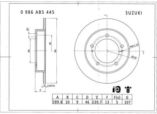 BOSCH 0 986 AB5 445 - Гальмівний диск avtolavka.club