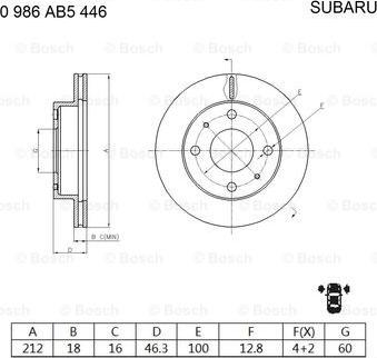 BOSCH 0 986 AB5 446 - Гальмівний диск avtolavka.club