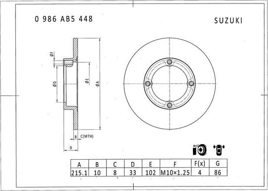 BOSCH 0 986 AB5 448 - Гальмівний диск avtolavka.club