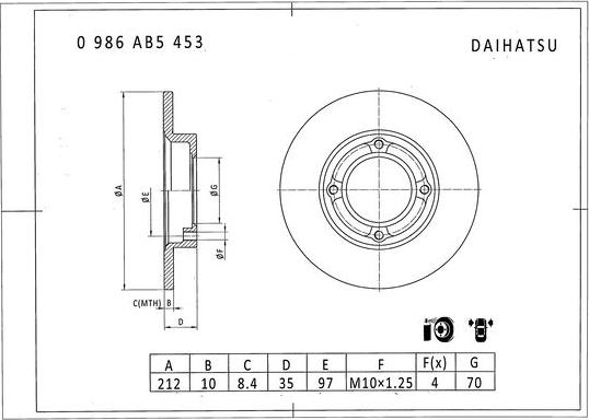 BOSCH 0 986 AB5 453 - Гальмівний диск avtolavka.club