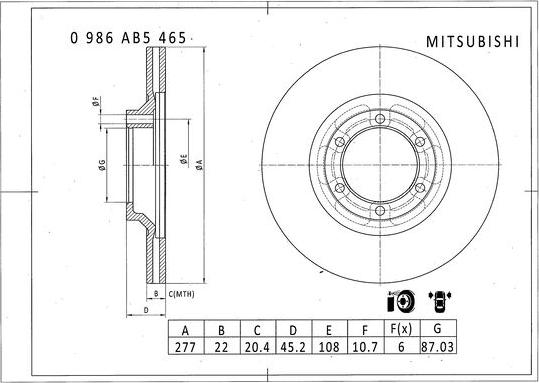 BOSCH 0 986 AB5 465 - Гальмівний диск avtolavka.club