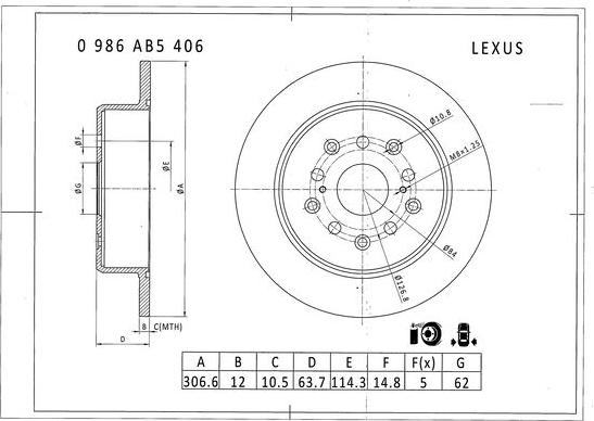 BOSCH 0 986 AB5 406 - Гальмівний диск avtolavka.club