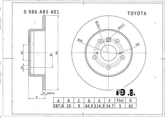 BOSCH 0 986 AB5 401 - Гальмівний диск avtolavka.club