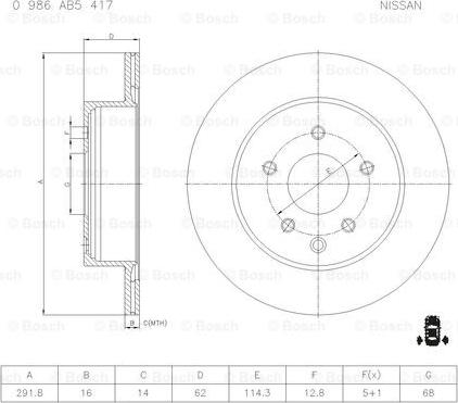 BOSCH 0 986 AB5 417 - Гальмівний диск avtolavka.club