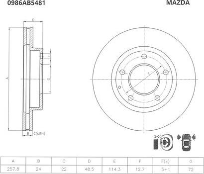 BOSCH 0 986 AB5 481 - Гальмівний диск avtolavka.club