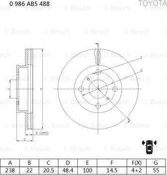 BOSCH 0 986 AB5 488 - Гальмівний диск avtolavka.club