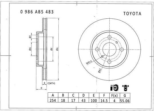 BOSCH 0 986 AB5 483 - Гальмівний диск avtolavka.club