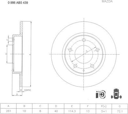 BOSCH 0 986 AB5 439 - Гальмівний диск avtolavka.club