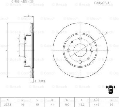 BOSCH 0 986 AB5 430 - Гальмівний диск avtolavka.club