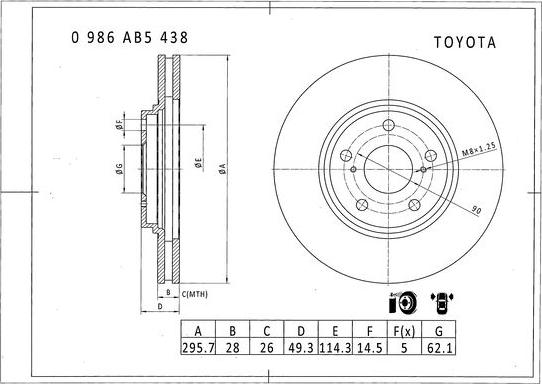 BOSCH 0 986 AB5 438 - Гальмівний диск avtolavka.club