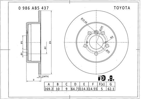 BOSCH 0 986 AB5 437 - Гальмівний диск avtolavka.club