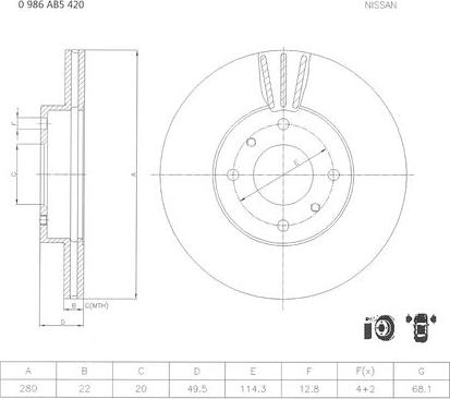 BOSCH 0 986 AB5 420 - Гальмівний диск avtolavka.club