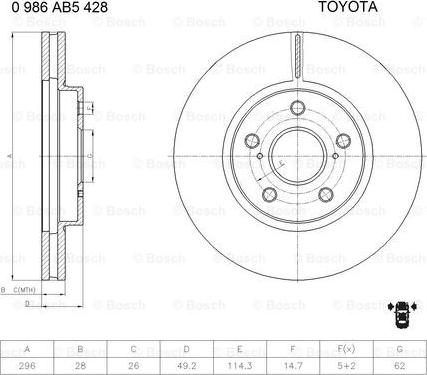 BOSCH 0 986 AB5 428 - Гальмівний диск avtolavka.club