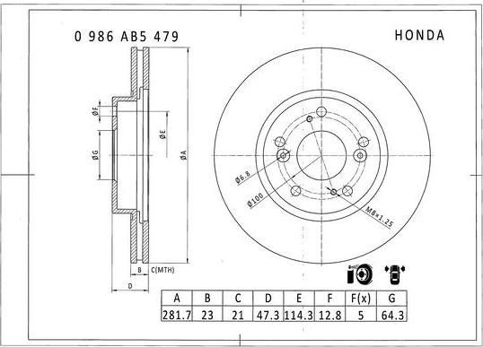 BOSCH 0 986 AB5 479 - Гальмівний диск avtolavka.club