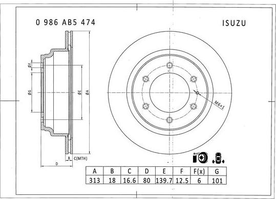 BOSCH 0 986 AB5 474 - Гальмівний диск avtolavka.club