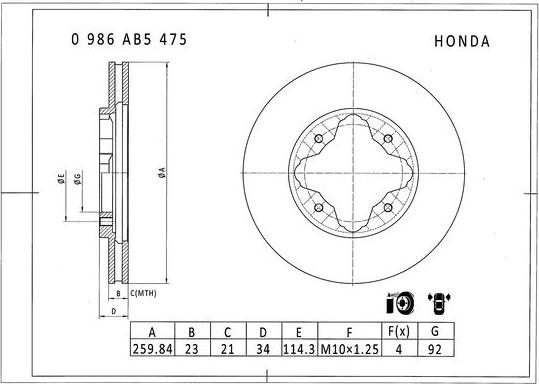 BOSCH 0 986 AB5 475 - Гальмівний диск avtolavka.club