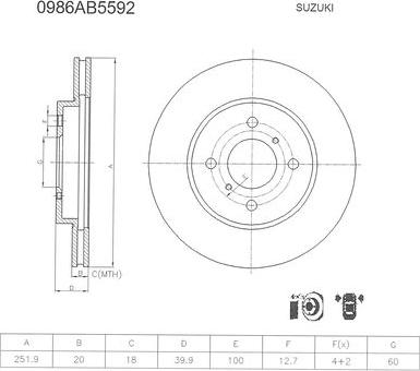 BOSCH 0 986 AB5 592 - Гальмівний диск avtolavka.club