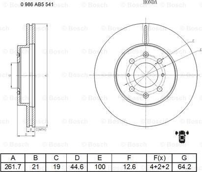 BOSCH 0 986 AB5 541 - Гальмівний диск avtolavka.club