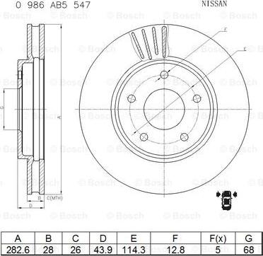 BOSCH 0 986 AB5 547 - Гальмівний диск avtolavka.club