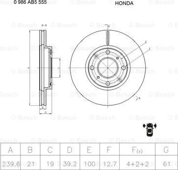 BOSCH 0 986 AB5 555 - Гальмівний диск avtolavka.club