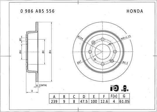 BOSCH 0 986 AB5 556 - Гальмівний диск avtolavka.club