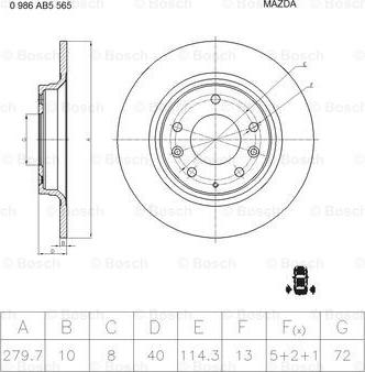 BOSCH 0 986 AB5 565 - Гальмівний диск avtolavka.club