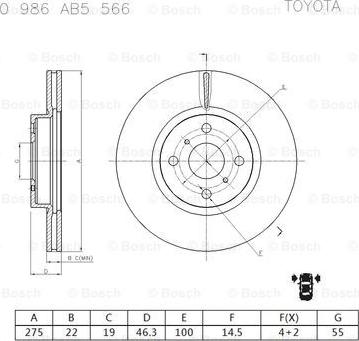 BOSCH 0 986 AB5 566 - Гальмівний диск avtolavka.club