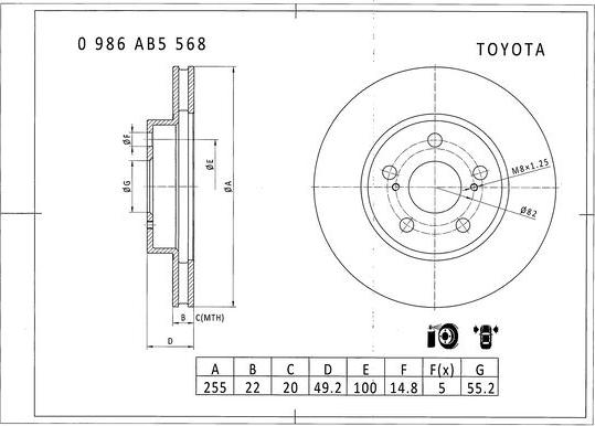 BOSCH 0 986 AB5 568 - Гальмівний диск avtolavka.club