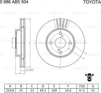 BOSCH 0 986 AB5 504 - Гальмівний диск avtolavka.club