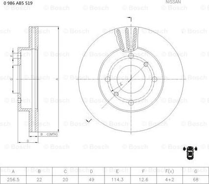 BOSCH 0 986 AB5 519 - Гальмівний диск avtolavka.club