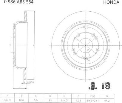 BOSCH 0 986 AB5 584 - Гальмівний диск avtolavka.club