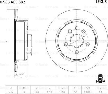 BOSCH 0 986 AB5 582 - Гальмівний диск avtolavka.club