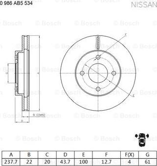 BOSCH 0 986 AB5 534 - Гальмівний диск avtolavka.club