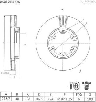 BOSCH 0 986 AB5 535 - Гальмівний диск avtolavka.club