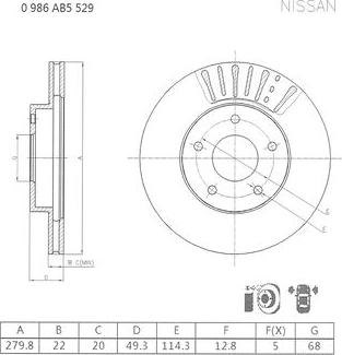 BOSCH 0 986 AB5 529 - Гальмівний диск avtolavka.club