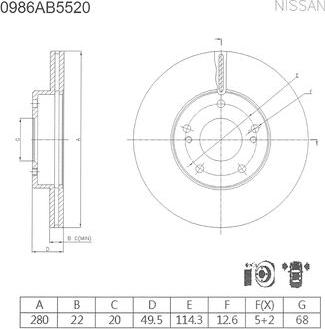 BOSCH 0 986 AB5 520 - Гальмівний диск avtolavka.club