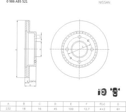 BOSCH 0 986 AB5 521 - Гальмівний диск avtolavka.club