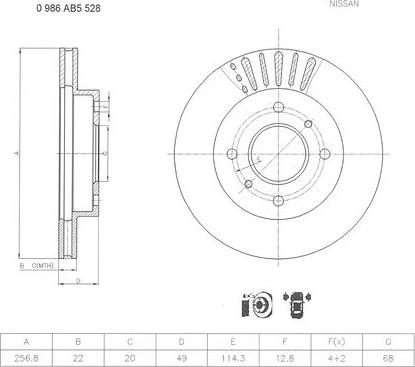 BOSCH 0 986 AB5 528 - Гальмівний диск avtolavka.club