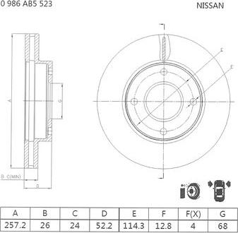 BOSCH 0 986 AB5 523 - Гальмівний диск avtolavka.club