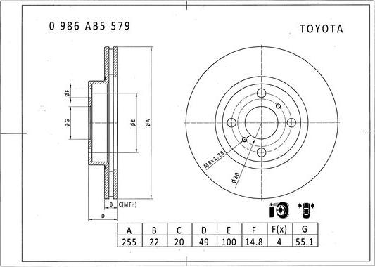 BOSCH 0 986 AB5 579 - Гальмівний диск avtolavka.club