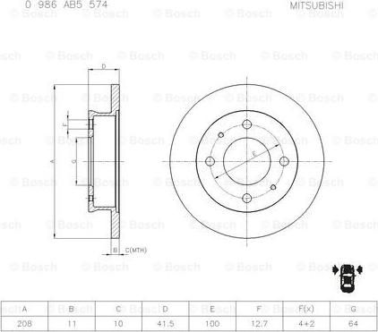 BOSCH 0 986 AB5 574 - Гальмівний диск avtolavka.club