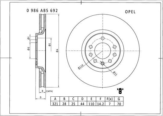 BOSCH 0 986 AB5 692 - Гальмівний диск avtolavka.club