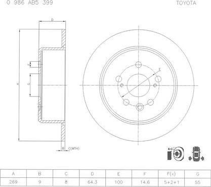 BOSCH 0 986 AB5 399 - Гальмівний диск avtolavka.club