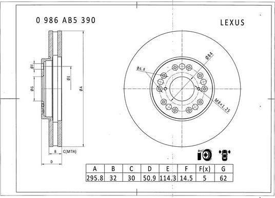 BOSCH 0 986 AB5 390 - Гальмівний диск avtolavka.club