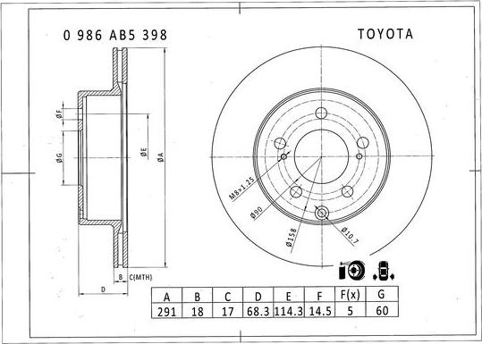 BOSCH 0 986 AB5 398 - Гальмівний диск avtolavka.club