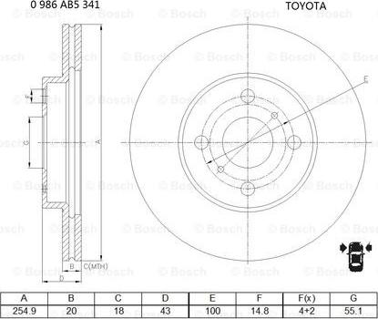 BOSCH 0 986 AB5 341 - Гальмівний диск avtolavka.club