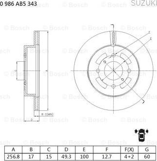 BOSCH 0 986 AB5 343 - Гальмівний диск avtolavka.club