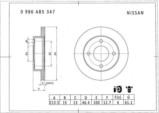 BOSCH 0 986 AB5 347 - Гальмівний диск avtolavka.club