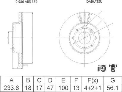 BOSCH 0 986 AB5 359 - Гальмівний диск avtolavka.club