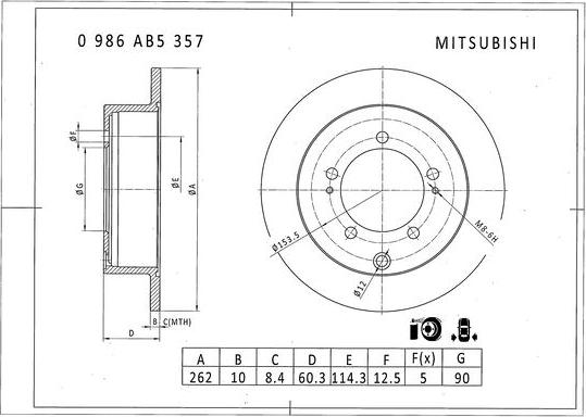 BOSCH 0 986 AB5 357 - Гальмівний диск avtolavka.club